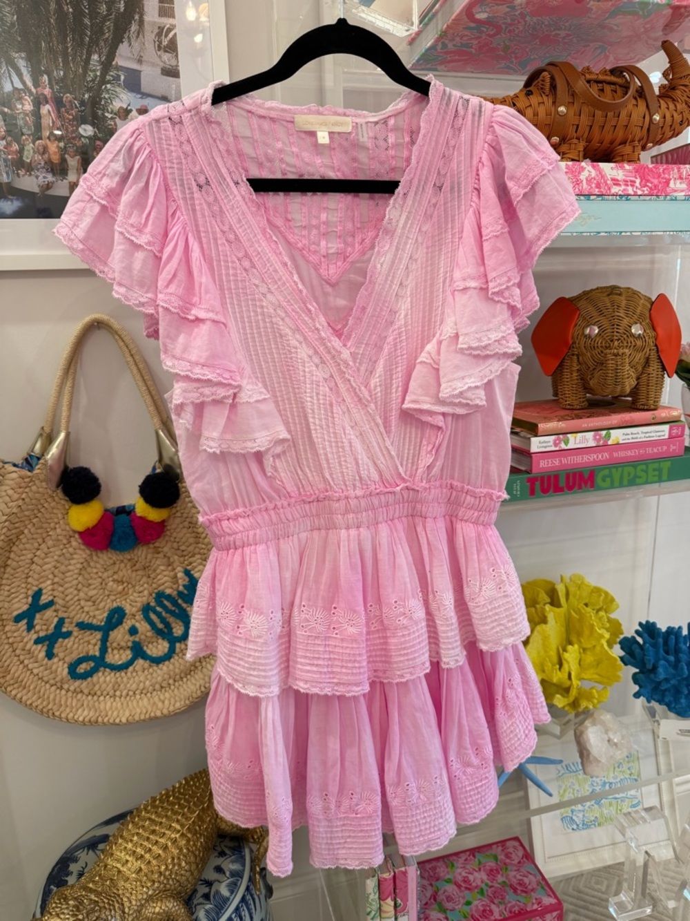 New Loveshackfancy Gwen Dress Peony Pink Size Medium - Picture 6 of 17